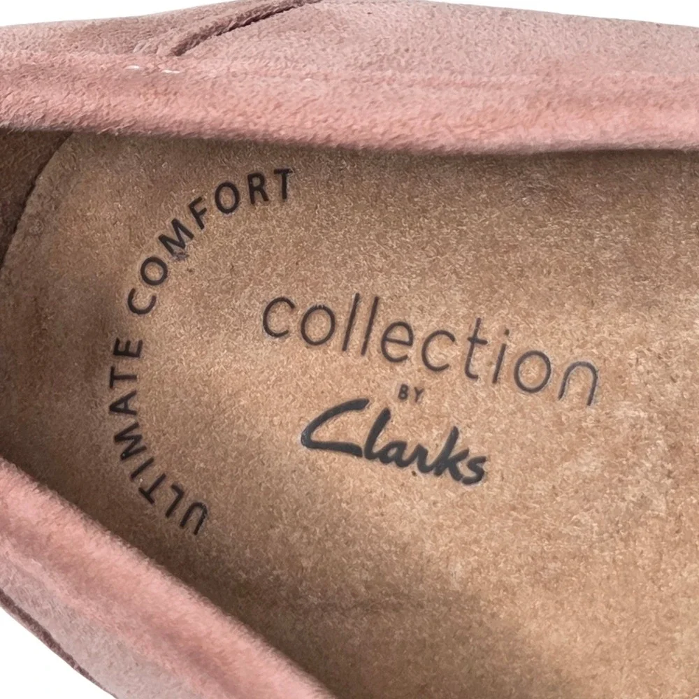 Clarks Womens Mauve Suede Penny Loafer 7.5 Ultimate Comfort Slip On Shoes Preppy